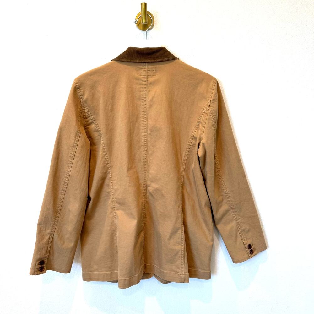 VTG 90's Lauren Ralph Lauren Tan Canvas Corduroy Chore Barn Coat Blazer Jacket - Picture 2 of 11